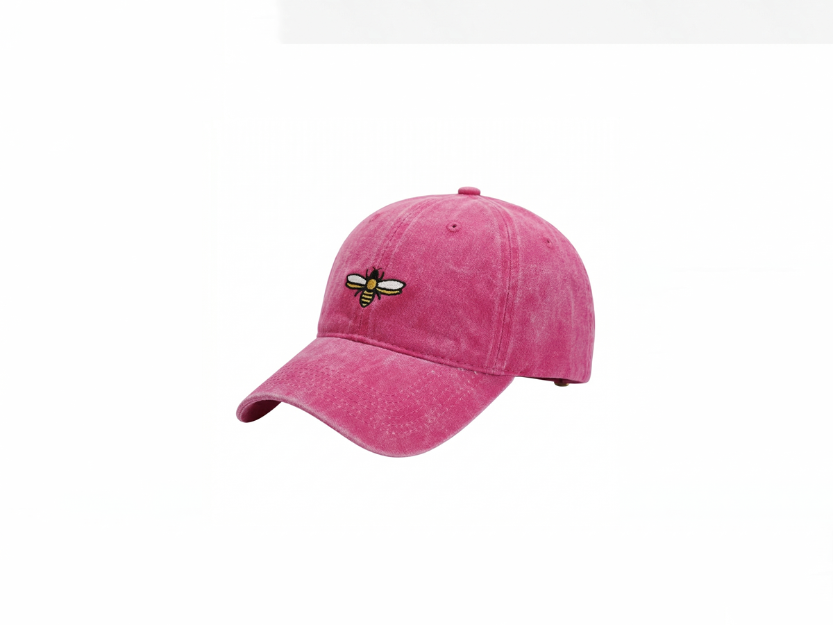 Bee Embroidered Pigment Washed Unstructured Dad Hat