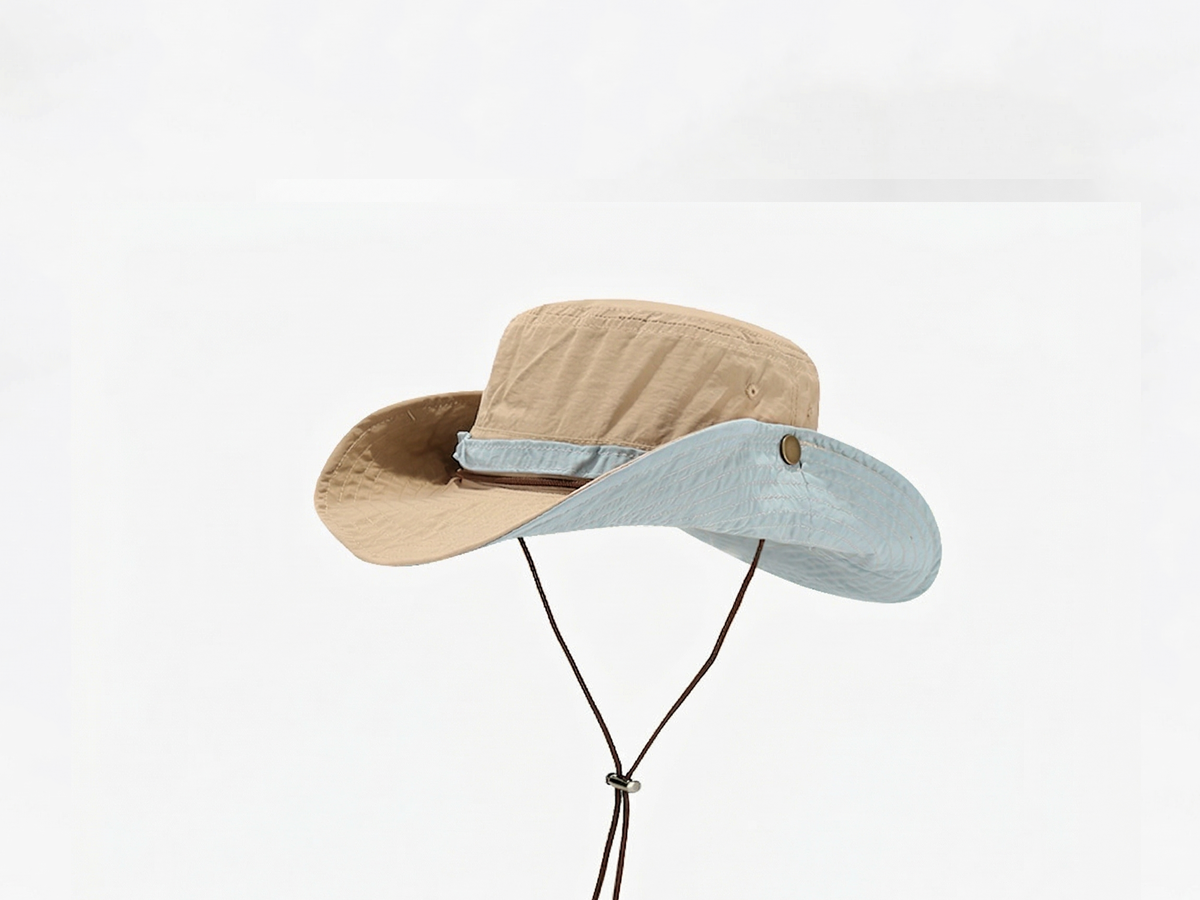Two-Tone Washed Cotton Wide Brim Boonie Hat with Chin Cord