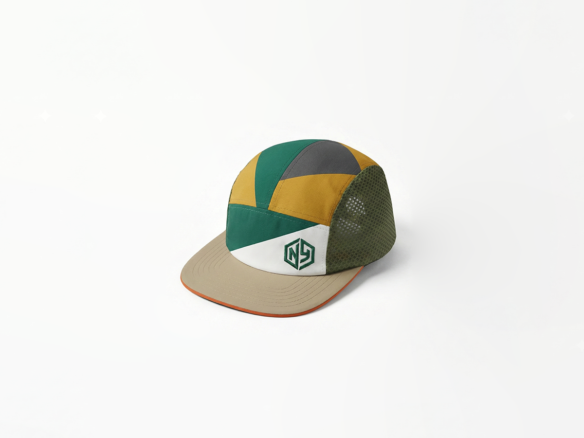 Color Block Mesh Panel Logo 5-Panel Camp Cap