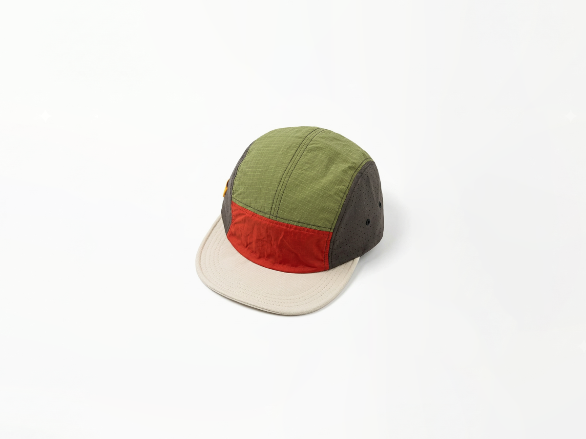 Multi-Color Block Quilted 5-Panel Camp Cap