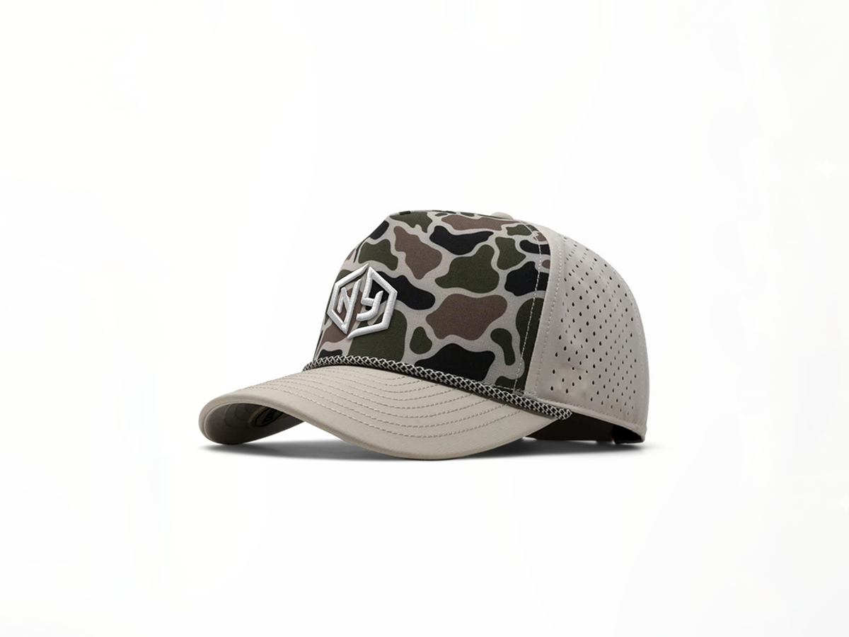 Duck Camo Two-Tone Perforated Cap with Rope Brim