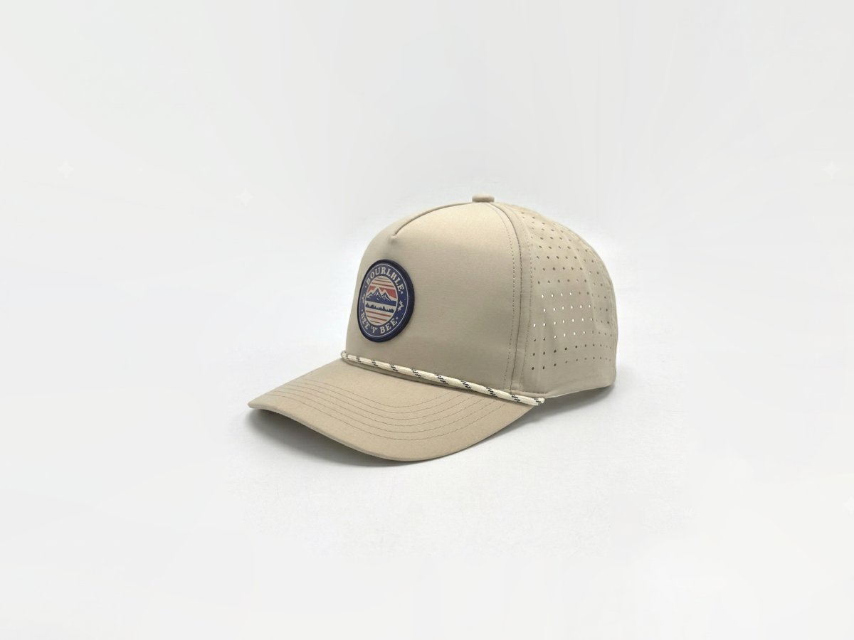 Perforated Rope Brim Outdoor Cap with Circle Badge
