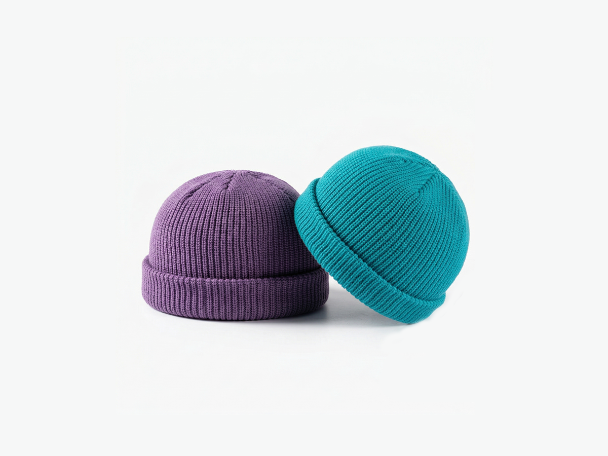 Short Fold Ribbed Knit Docker Beanie Hat